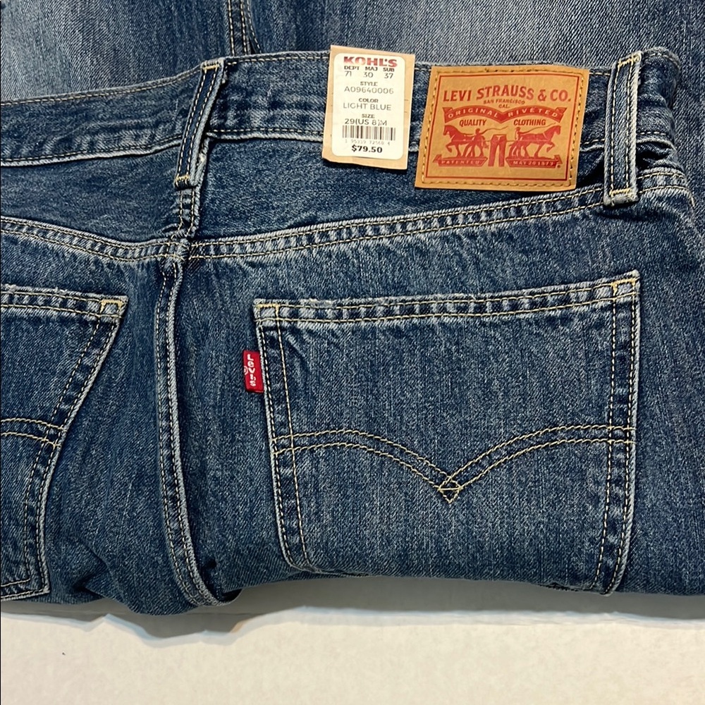 Levi's Blue Straight Jeans with Knee Distressing size 29 - Picture 5 of 9